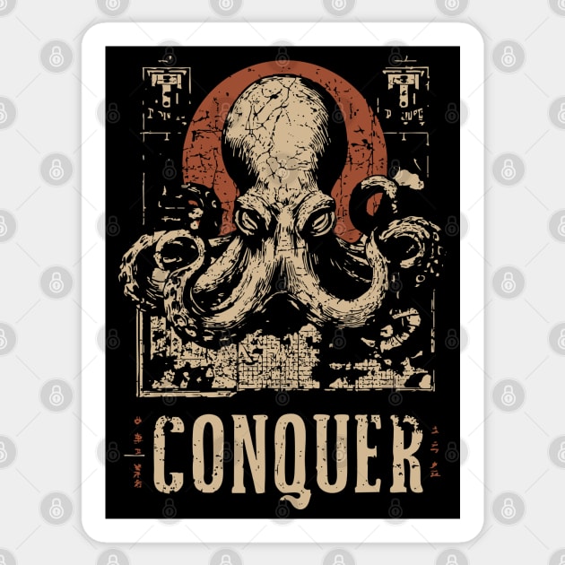Conquer the Oceans - Vintage Octopus Art Sticker by TuncGK